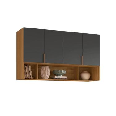 Imagem de Guarda-Roupa Modulado Aéreo Altezza Clean 4 Portas Freijó e Titânio 170 cm