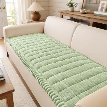 Imagem de decorUhome Capa de sofá felpuda para cães, antiderrapante para sofá de 3 almofadas, protetor de sofá macio e grosso para móveis, lavável, verde, 70 cm x 180 cm