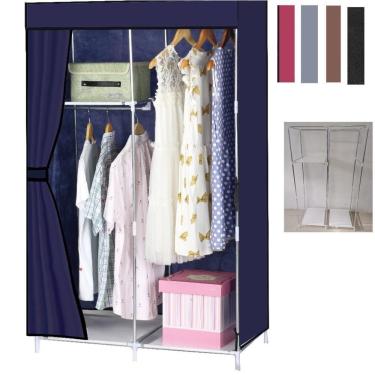 Imagem de Guarda Roupa Portatil Cabideiro Prateleira Sapateira Organizador Quarto Caixas Armario Praia Camping Roxo