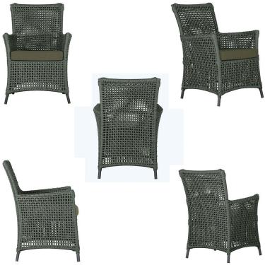 Imagem de Poltrona E Mesa Igapó Em Alumínio Preta Corda Náutica E13 Verde