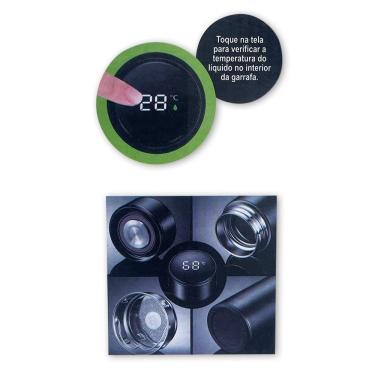 Imagem de Garrafa Térmica Azul Inox Com Visor Led E Filtro 500ml