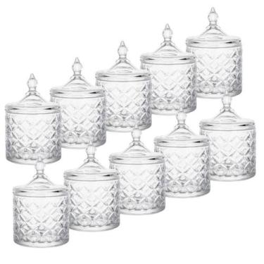 Imagem de Kit 10 Bomboniere Potiche Baleiro Pote Vidro Porta Joias Decorativo Do