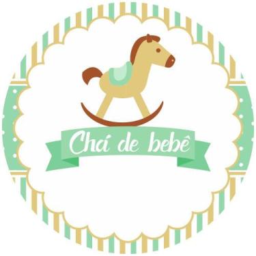 Imagem de Painel de Lona Redondo Chá De Bebê Cavalinho De Brinquedo Menino - Fab