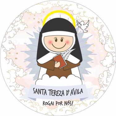 Imagem de Painel de Tecido Sublimado Redondo Santinhos Católicos Santa Tereza D'