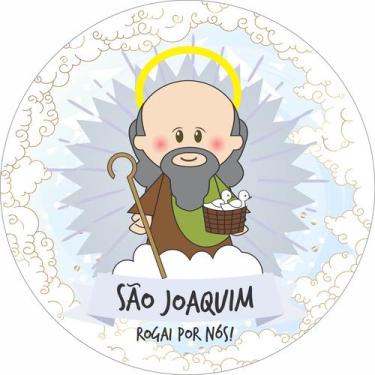 Imagem de Painel de Tecido Sublimado Redondo Santinhos Católicos São Joaquim c/ 