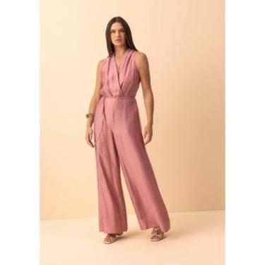 Imagem de Macacão Longo Com Decote Em V E Cinto Em Tecido Texturizado-Feminino