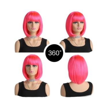 Imagem de Peruca Curta Bob Resistente Ao Calor Com Franja Para Mulheres, Ideal P