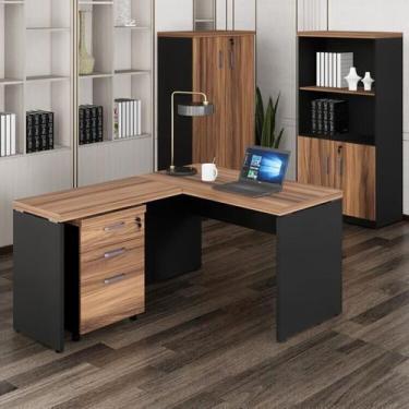 Imagem de Conjunto 4 Peças com Mesa para Escritório em L 170cmx150cm, Estante e 