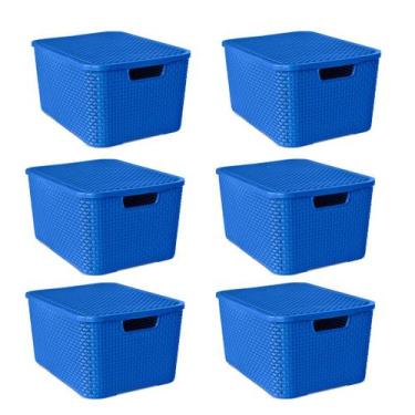 Imagem de Kit 6 Caixas Organizadora Rattan 7L C/Tampa Azul-Arqplast