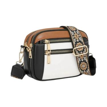 Imagem de Bolsa Transversal Feminina Estilosa Em Couro PU Com 4 Slots Para Cartõ