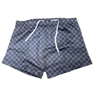Imagem de Sunga Boxer Infantil Juvenil Xadrez Natação Proteção UV 50-Masculino