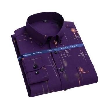 Imagem de Camisa Xadrez Slim Fit Masculina Sem Necessidade De Passar a Ferro Com
