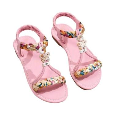 Imagem de Sandália Retro Infantil Com Diamantes Brilhantes, Confortável E Resist