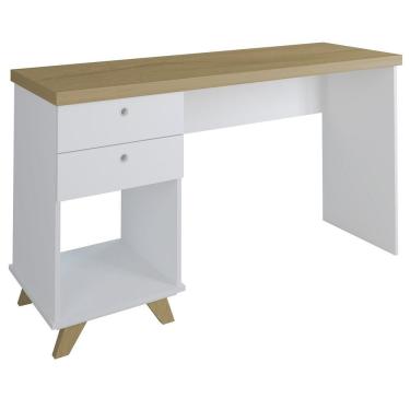 Imagem de Mesa Para Computador Escrivaninha 2 Gavetas Sky Olmo/branco