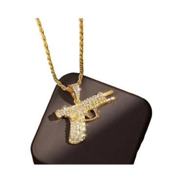 Imagem de Colar Choker Unissex De Metal Com Cristal Em Formato De Arma AK47, Joi