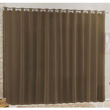 Imagem de Cortina Rubi 4,00M X 2,60M Tabaco Tecido Voal Linho Detalhada Sala Quarto Leve