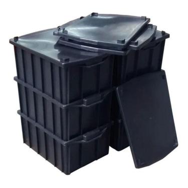 Imagem de Kit 6 Caixas Plásticas Organizadoras Caixa Plástica Organizadora 28L em Polipropileno B...