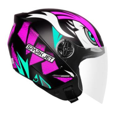 Imagem de Capacete Feminino Aberto Ebf Spark Jet Dragon Rosa Fosco Moto Motoquei