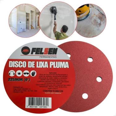 Imagem de Disco Lixa Pluma 225mm 6 Furos Lixadeira Roto Orbital 10 Pçs - FELSEN,