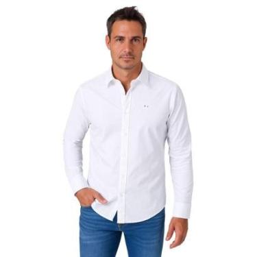 Imagem de Camisa Social Masculina Vih Triny Branco Itália Premium Slim Fit Manga Longa-Masculino