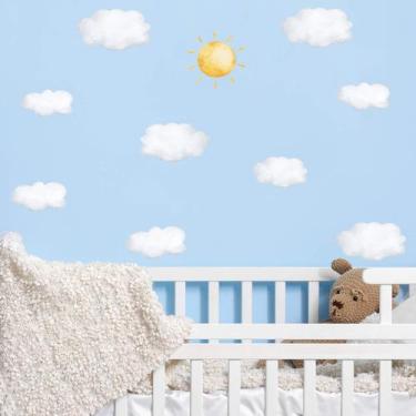 Imagem de Adesivo de Parede Infantil Sol e Nuvens Aquarela - Qdrop