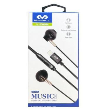 Imagem de Fone de ouvido com microfone intra auricular h35 tipo c preto   vq h35