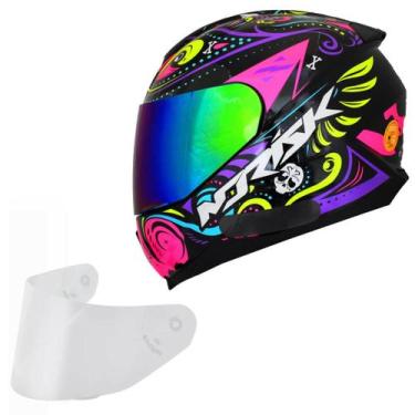 Imagem de Capacete Moto Feminino Norisk Razor Circus Viseira Camaleão, Preto Ros