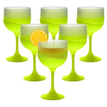 Imagem de Kit 6 Taças Neon Degradê 500ml Jogo Para Servir Gin Drinks Caipirinha 