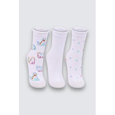 Imagem de Kit com 3 pares de Meias Infantis Kids Brancas - Lupo, Calçados 24 a 2