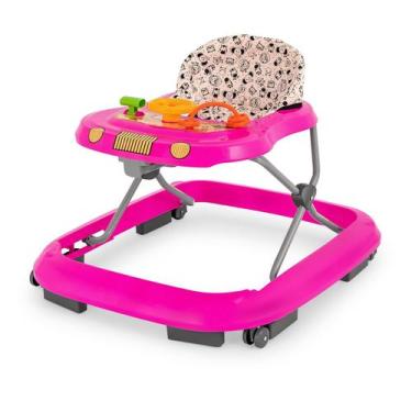 Imagem de Andador Infantil Safari II Rosa com Bandeja Interativa, Altura Reguláv