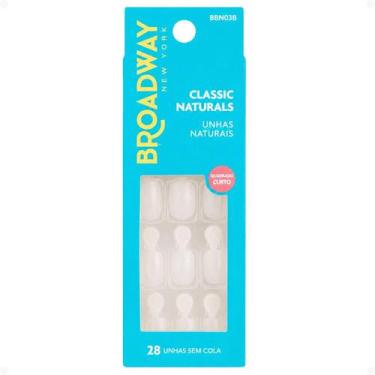 Imagem de Unhas Postiças Broadway Kiss Ny Classic Naturals Quadrado Curto Courag