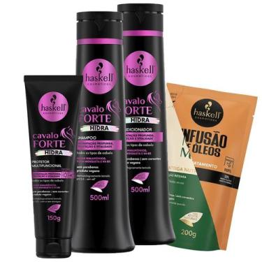 Imagem de Kit Cavalo Forte Hidra Sh Cond 500ml + Protetor 150g Haskell