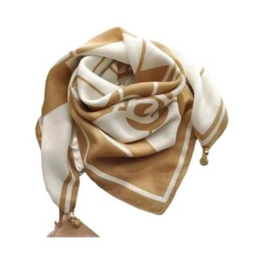 Imagem de Lenço De Seda Luxuoso Feminino Com Fivela Magnética, Estampado, Quadra