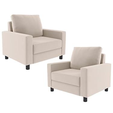 Imagem de Kit 02 Poltronas Decorativas Para Sala De Estar E Recepção Malta L02 Suede Bege - Lyam Decor