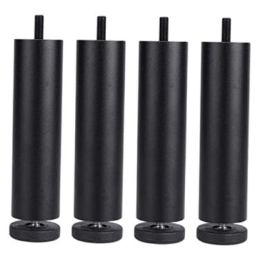 Imagem de Generic 4 peças de liga de alumínio para casa faça você mesmo, móveis, pernas para sofá para de centro e cama de gabinete - 25cm preto