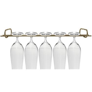 Imagem de Suporte Para Pendurar Taças 42cm Organizador Porta Taças Suspenso Dourado