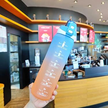 Imagem de Bottle de água de água de 1000 ml de água garrafas de garrafa de arco -íris garrafas de ginástica ao ar livre de ginástica de ginástica de ginástica com escala de tempo (Capacity : 1.0L, Color : A)