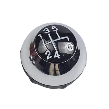 Imagem de 5 Speed Gear Shift Knob Sitck Head Leather Gloss Black Cap Substituição, para Fiat 500 500C 2007 - 2018 (Bright Silver, R Marked Abow)