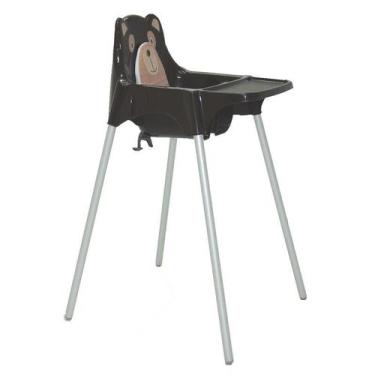 Imagem de Cadeira De Refeicao Plastica Teddy Marrom Alta Com Pernas De Aluminio