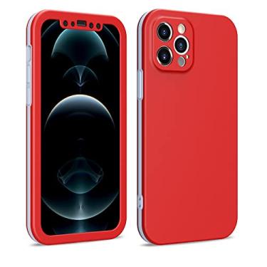 Imagem de Capa protetora de telefone de cobertura completa para iphone 13 12 mini 11 pro xs max x xr 6 7 8 plus se 2020 capa à prova de choque de silicone macio, vermelho, para iphone 13pro max