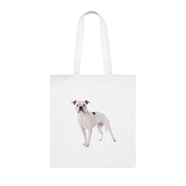 Imagem de Sacola engraçada de buldogue americano, presente de buldogue americano, aniversário de buldogue americano bolsa de ombro buldogue americano, bolsa reutilizável de buldogue americano, Branco