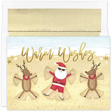 Imagem de Masterpiece Studios Warmest Wishes 18 cartões de Natal em caixa com envelopes forrados, 19,8 x 14,2 cm, anjos de praia