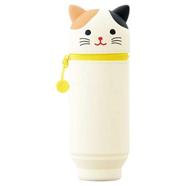 Imagem de LIHITLAB Estojo grande para lápis Kawaii japonês Cat Up para escola, escritório, faculdade, material escolar fofo, porta-lápis para meninas, estojo de lápis para artista, Calico Cat (A7714-7)