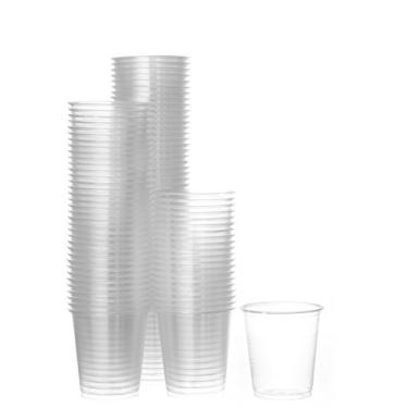 Imagem de [200 xícaras] Copos descartáveis de plástico transparente reutilizáveis de 85 g para beber, banheiro, enxágue, testes, medicamentos, festa, casa, escritório, água, suco, pacote com 2