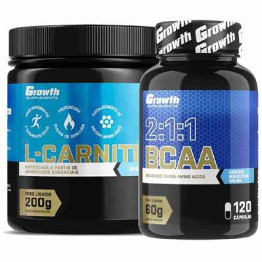 Imagem de Kit Bcaa 120 Caps + L-Carnitina Em Pó 200G Growth Supplements