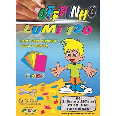 Imagem de Papel Criativo A4, Off Paper, Offpinho Lumi 120, 10077, 5 Cores, 25 Folhas