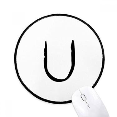 Imagem de Mouse pad de silhueta preta com alfabeto grego Upsilon tapete redondo para escritório para computador