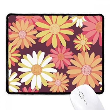 Imagem de Mousepad com estampa de planta vermelha amarela e borda costurada Tapete de borracha para jogos