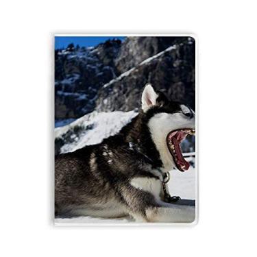 Imagem de Caderno de fotos Big Mouth Dog Snow Husky capa de goma Diário capa macia