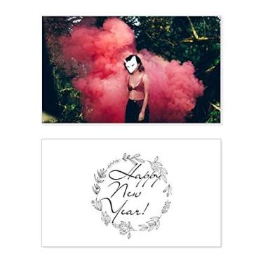 Imagem de Pink Fog Head Girl Florestal Ciência Cenário Natureza Festival Ano Novo Cartão de felicitações Mensagem Presente